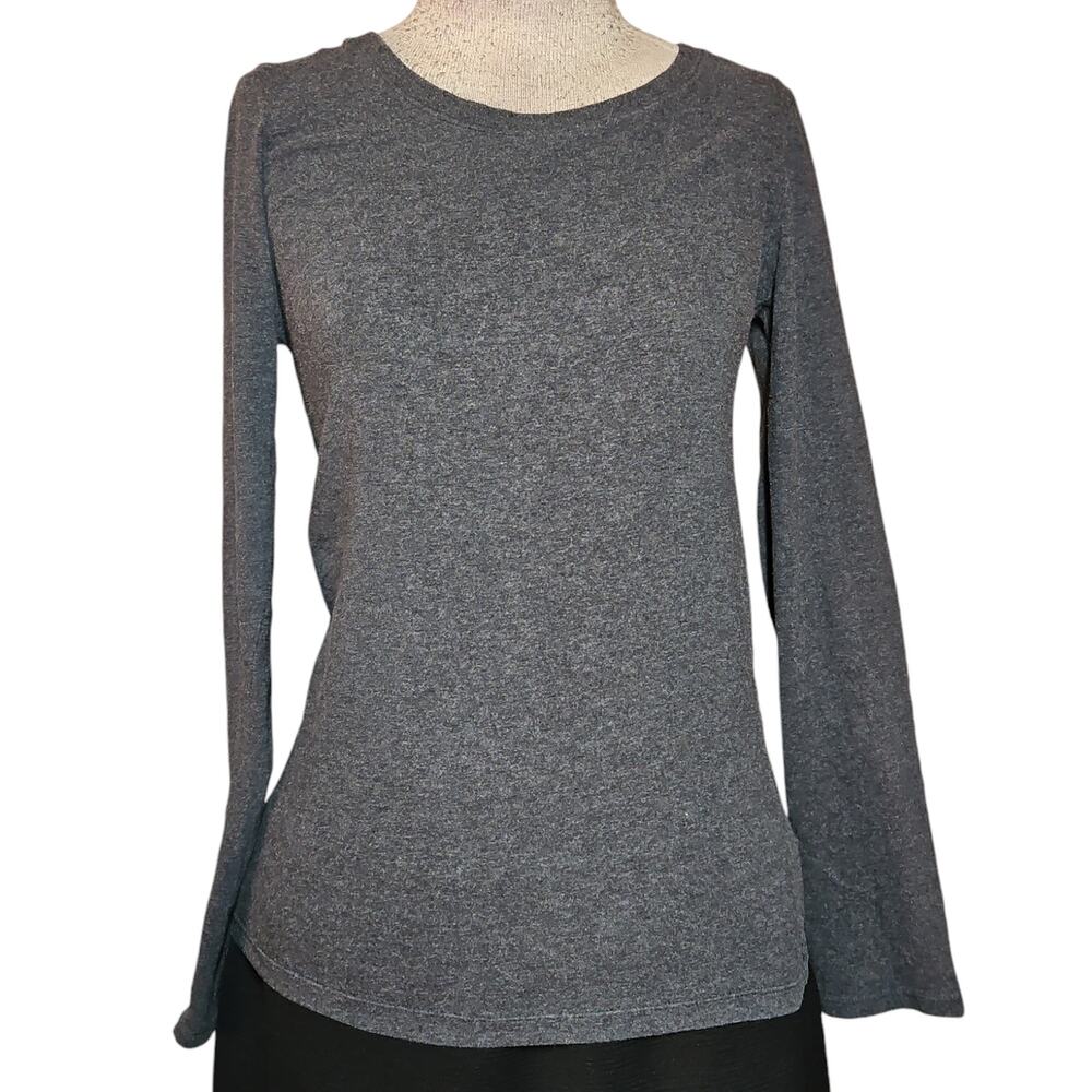 Gray Cotton Blend Long Sleeve Tee Size Large